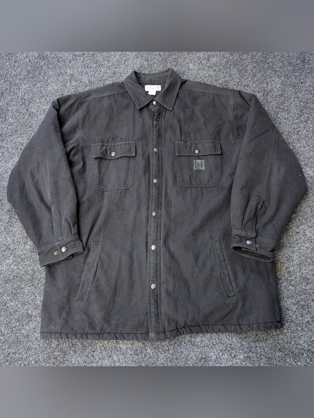 Carhartt Jacket Mens Extra Large Canvas Flannel Fleece Lined Snap Up Schacket
